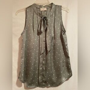Everly Light Olive Green Polka Dot Tie-Neck Camisole